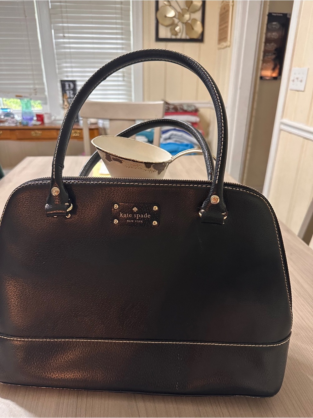 kate spade Black Pebbled Leather Dome Satchel